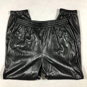 Johnny Was Workshop Pants Womens Medium Vegan Leather Jogger Black $148